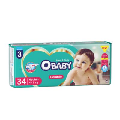 پوشک کامل کامفلکس( کشی + 3D ) OBABY دوبل سایز متوسط 34 عددی(6بسته)